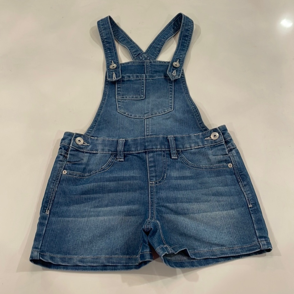 New jean shorts overalls, size 10, never worn